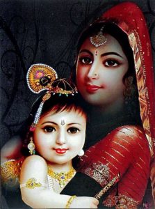 Beautiful image of Bhagwan Krishna with Mata Yashoda